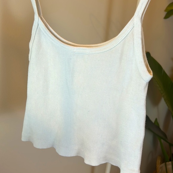Brandy Melville white tank top with adorable flower detail! - Picture 3 of 4